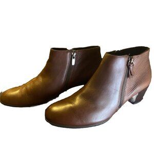 ECCO Ankle Bootie, Size 10 US EU 41, Brown, Double Zip, Leather, NWOT